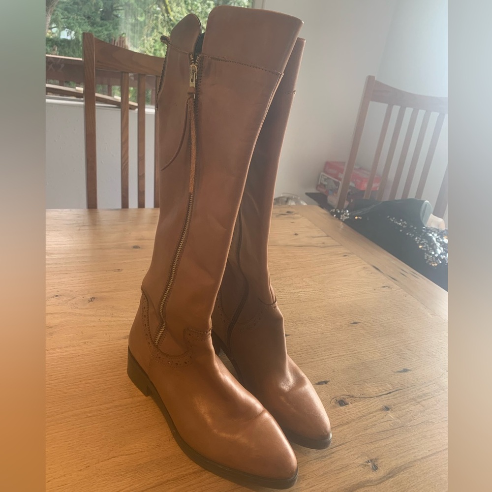 Baldi London Double Zipper Tall Riding Boots‎ Chestnut Women’s 9 Preloved